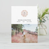 Roze Blush Magnolia Floral toevoegen Afbeelding op Save The Date (Staand voorkant)