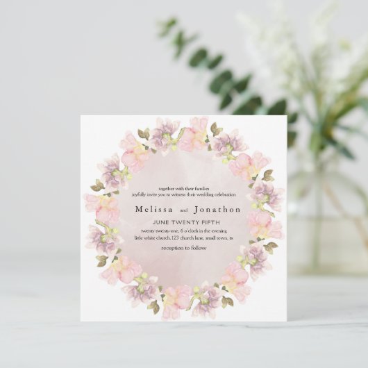 Roze Blush Magnolia Floral Weddenschap (Staand voorkant)