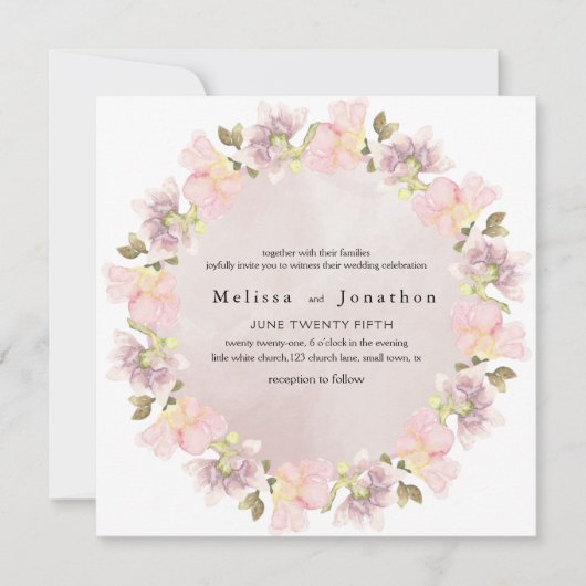 Roze Blush Magnolia Floral Weddenschap (Voorkant)