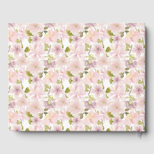 Roze Blush Magnolia Floral Wedding Gastenboek (Achterkant)