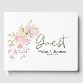 Roze Blush Magnolia Floral Wedding Gastenboek (Voorkant)