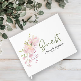 Roze Blush Magnolia Floral Wedding Gastenboek
