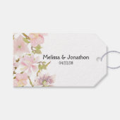 Roze Blush Magnolia Floral Wedding Gift Labels Cadeaulabel (Voorkant (Horizontaal))