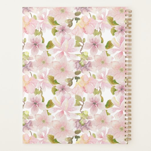 Roze Blush Magnolia Floral Wedding Planner (Achterkant)