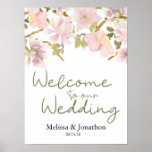 Roze Blush Magnolia Floral Wedding Poster (Voorkant)