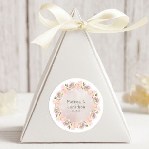 Roze Blush Magnolia Floral Wedding Round Sticker