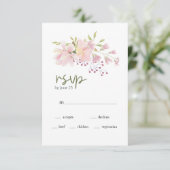 Roze Blush Magnolia Floral Wedding RSVP Kaart (Staand voorkant)