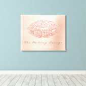 Roze Blush Makeup Artist Beauty Gray Kiss Lips Canvas Afdruk (Insitu (Houten vloer))