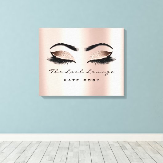 Roze Blush Makeup Artist Beauty Studio Lashes Canvas Afdruk (Insitu (Houten vloer))
