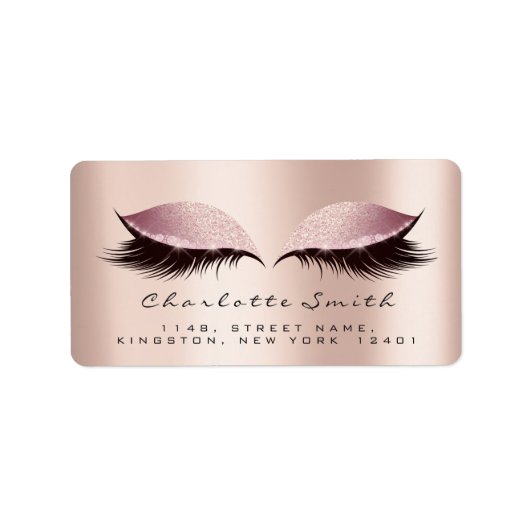 Roze Blush Makeup Lashes Return Address Labels (Voorkant)