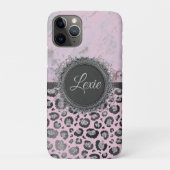 Roze Blush Marble Glittery Leopard Aanpassen Case-Mate iPhone Case (Achterkant)