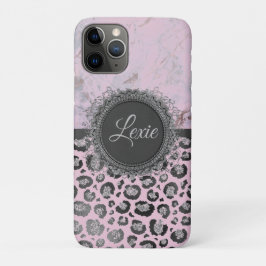 Roze Blush Marble Glittery Leopard Aanpassen Case-Mate iPhone Case