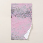 Roze Blush Marble Glittery Leopard gepersonaliseer Bad Handdoek (Handdoek)