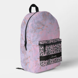 Roze Blush Marble Glittery Leopard gepersonaliseer Bedrukte Rugzak