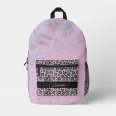 Roze Blush Marble Glittery Leopard gepersonaliseer Bedrukte Rugzak (Voorkant)