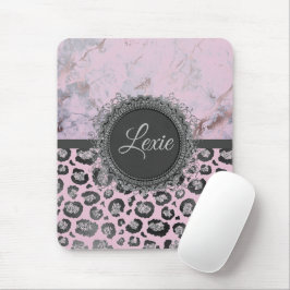 Roze Blush Marble Glittery Leopard gepersonaliseer Muismat