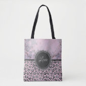 Roze Blush Marble Glittery Leopard gepersonaliseer Tote Bag (Voorkant)