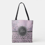 Roze Blush Marble Glittery Leopard gepersonaliseer Tote Bag (Achterkant)