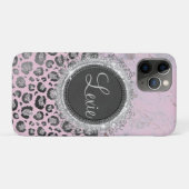 Roze Blush Marmer Glitter Luipaard gepersonaliseer Case-Mate iPhone Case (Achterkant (horizontaal))