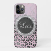 Roze Blush Marmer Glitter Luipaard gepersonaliseer Case-Mate iPhone Case (Achterkant)