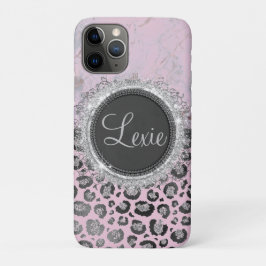 Roze Blush Marmer Glitter Luipaard gepersonaliseer Case-Mate iPhone Case