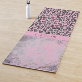 Roze Blush Marmer Glitterij Leopard Namaste Yogamat