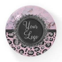 Roze Blush Marmer Glittery Leopard Custom