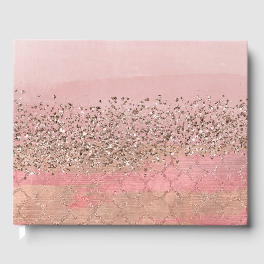 Roze Blush Marokkaanse Indiase prinses Glam bruilo Gastenboek (Voorkant)