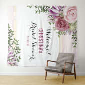 Roze Blush Mauve Bloemen Achtergrond Wandkleed (In Situ (horizontaal))