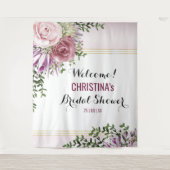 Roze Blush Mauve Bloemen Achtergrond Wandkleed (Voorkant)