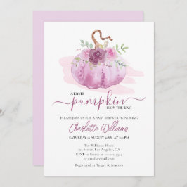 Roze blush Mauve Dusty Roos Pumpkin Baby shower Kaart