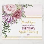 Roze Blush Mauve Floral Gold geometric Sparkling Wijnetiket (Enkel label)