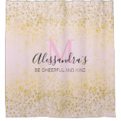 Roze Blush met Golden Sparkles Elegant Modern Douchegordijn (Voorkant)