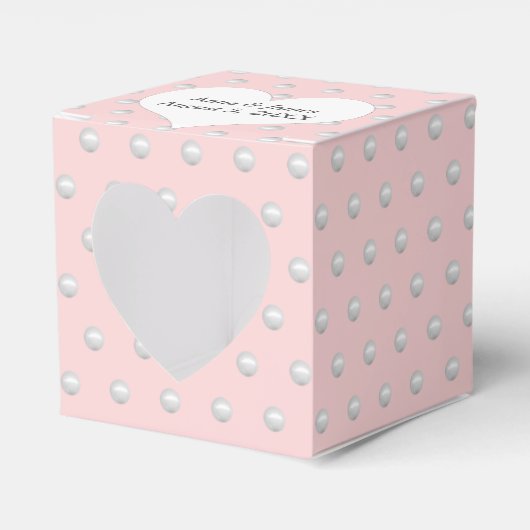 Roze Blush Met Parels Bedankdoosjes (Voorkant Zijde)