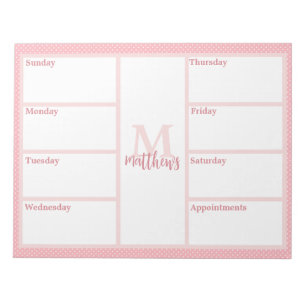 Roze Blush Mini Stip Weerkalender Notitieblok
