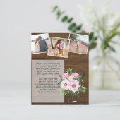 Roze Blush Mint Bloemige FOTO Dankjewel Huwelijk (Staand voorkant)