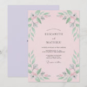 Roze Blush Mint Loofwerk Eucalyptus Bruiloft Kaart (Voorkant / Achterkant)