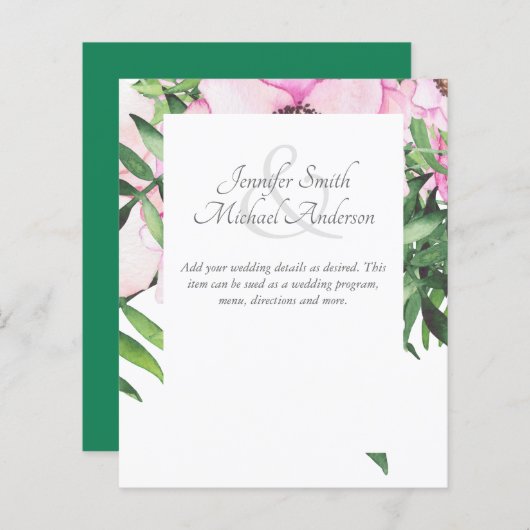 Roze Blush Mint Trouwdetails Enclosure Kaarten (Voorkant / Achterkant)