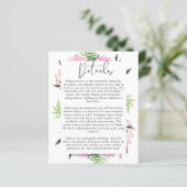 Roze Blush Mint Weddenschap Details Enclosure Card (Staand voorkant)