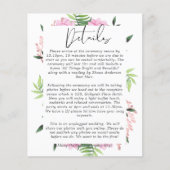 Roze Blush Mint Weddenschap Details Enclosure Card (Voorkant)