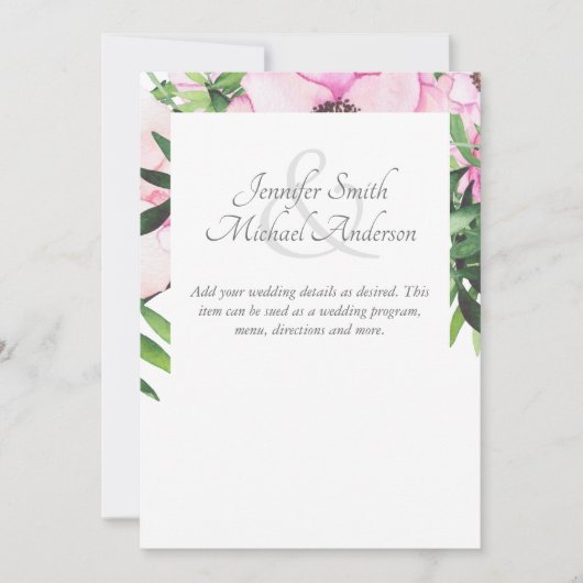 Roze Blush Mint Weddenschap Details Enclosure Card (Voorkant)