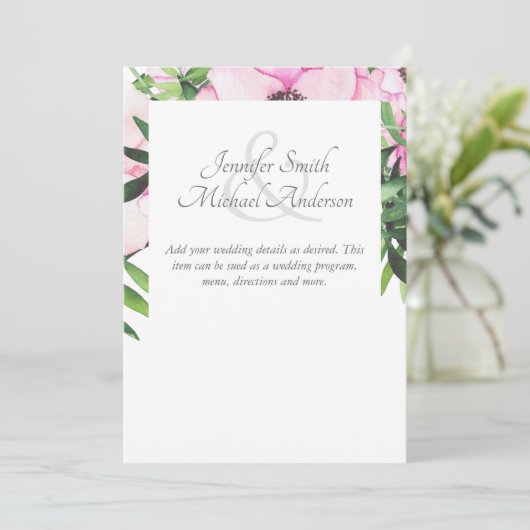 Roze Blush Mint Weddenschap Details Enclosure Card (Staand voorkant)