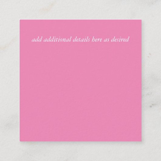 Roze Blush Mint Weddenschap Details Enclosure Card Informatiekaartje (Achterkant)