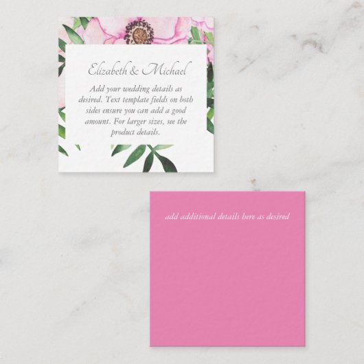 Roze Blush Mint Weddenschap Details Enclosure Card Informatiekaartje (Voorkant / Achterkant)