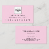 Roze Blush Modern Logo Professional Loyalty Card (Voorkant / Achterkant)