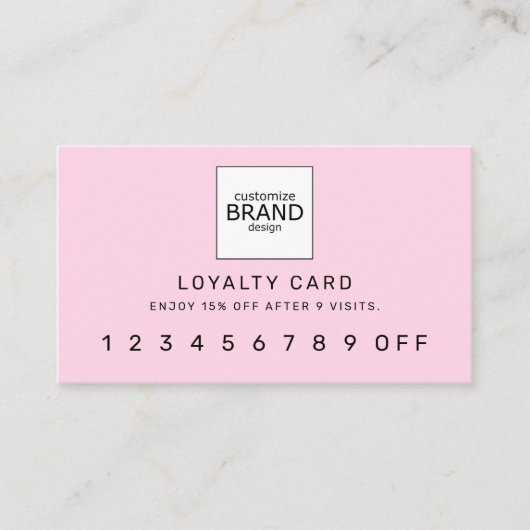 Roze Blush Modern Logo Professional Loyalty Card (Voorkant)