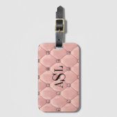 Roze blush monogram Satin Metallic Elegant Bagagelabel (Voorkant (verticaal))