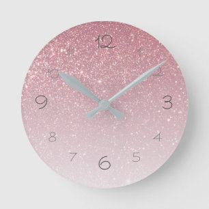 Roze Blush Nep Glitter Gradiënt Glamoureus Ronde Klok