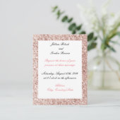 Roze Blush Nep Glitter Trouw Uitnodiging (Staand voorkant)