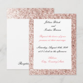 Roze Blush Nep Glitter Trouw Uitnodiging (Voorkant / Achterkant)